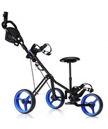 Foldable 3 Wheels Push Pull Golf Trolley with Scoreboard Bag-Navy - Colo... - $3,669.08 MXN