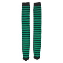 St Patrick/St Patty Over-Knee Socks Green Black Stripe Stretchy Thigh High Long  - £4.67 GBP