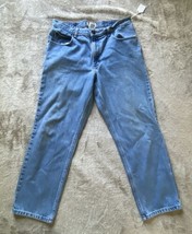 LL Bean Men’s Jeans Classic Fit Straight Size 34X28 Blue Cotton Zip - £14.50 GBP