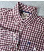 Red Blue Plaid Cinch Button Up Shirt Mens Small Western Long Sleeve Pocket - $471.58 MXN