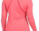 NWT Ladies GOTTEX Bright Coral Long Sleeve Crew Neck Shirt Ruffle Trim L... - $42.99