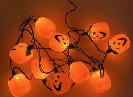 Pumpkin Jack O Lantern Halloween String Lights 10 Indoor Smiling 3&quot; Pumpkins - £6.68 GBP