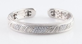 Judith Ripka Argento Sterling Cerniera Polsino Bracciale Zircone Cubico Ottimi - £294.69 GBP