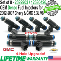 Denso x8 OEM 4-Hole Upgrade Fuel Injectors for 2002-2007 GMC Sierra 1500... - $178.19