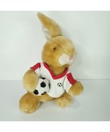 Soccer Bunny Brown Rabbit Easter Ears Plush Stuffed Animal White Shirt B... - £15.52 GBP