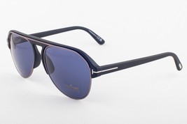 Tom Ford MARSHALL 929 02V Matte Black / Blue Sunglasses TF929 02V 58mm - £189.05 GBP