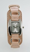 Relic Reloj Mujer Rosa Ancho Cuero Inoxidable Plateado Resistente Al Agua Blanco - £23.87 GBP
