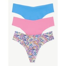 3 Pairs Joyspun Freecut Thong Panties Butterfly Pink Blue Size XL 16-18 NEW - £4.69 GBP