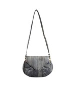 Gray Genuine Eel Skin Magnetic Closure Crossbody Shoulder Bag Purse Vintage - $25.98