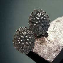 vintage navajo old pawn cluster sterling silver clip on earrings - £99.91 GBP