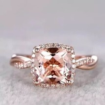 3Ct Cushion Cut Lab-Created Morganite Engagement Ring 14K Rose Gold Plated - £117.49 GBP