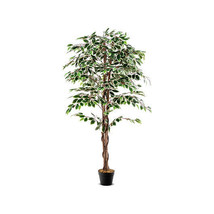 Artificial Ficus Tree Tall Faux Indoor Plant with 1008 Leaves Nursery Pot and D - £98.34 GBP