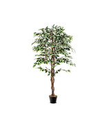Artificial Ficus Tree Tall Faux Indoor Plant with 1008 Leaves Nursery Po... - £98.70 GBP