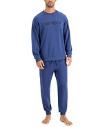 allbrand365 designer Mens Crew Love Sweatshirt &amp; Joggers Pajama Set,Navy... - £37.42 GBP