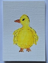 ACEO Original Art Yellow Duck Acrylic and Ink Painting - $7.02 CAD