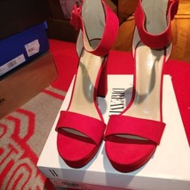 Dream Pairs Women&#39;s Hi-Lo Red Suede High Heel Platform Pump Sandals, Size 9 - £14.96 GBP