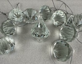 Ornament Christmas 12 Teardrop Clear Diamond Cut Type Shatterproof 1.5&quot; ... - $9.46