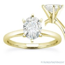 Oval Brilliant Cut Moissanite 14k Yellow Gold 6-Prong Solitaire Engagement Ring - £441.19 GBP+