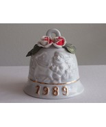 VTG Nuova Capodimonte Christmas Bell Santa Reindeer Sleigh Gold Trim 198... - $178.13 MXN
