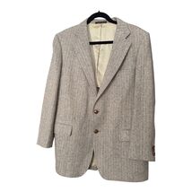 Adams Row 44R Tan 100% Virgin Wool Blazer Elbow Patches Made in US Vintage - $47.49