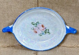 Vintage Lusterware Hand Painted Roses Floral Trinket Dish w Handles Irid... - £11.63 GBP