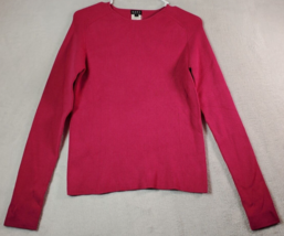 Michael Kors  Shirt Top Womens Medium Pink Ribbed Silk Long Sleeve Round Neck - $24.37