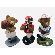 Set of 3 Vintage Bear Sports Figurines Basketball Football Baseball Spor... - $26.72