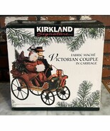 Kirkland Signature Fabric Mache Victorian Couple In Wooden Carriage Meta... - $73.39 CAD