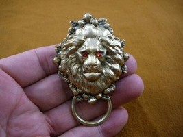 (E-386) Red eyed Lion head flower brass Eyeglass pin pendant ID badge holder - £26.43 GBP