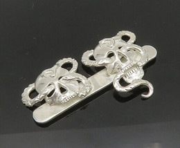 925 Sterling Silver - Vintage Skeleton Head With Snakes Brooch Pin - BP8179 - £58.07 GBP