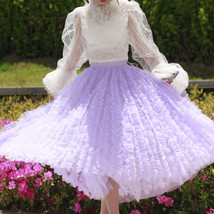 Lilac Purple Tulle Midi Skirt Outfit Women Custom Plus Size Fluffy Tulle Skirt