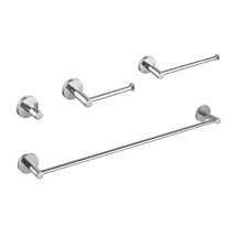 Circular 4 Piece Bathroom Hardware Set - Chrome - £80.88 GBP