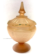 Antique Frosted Artisan Covered Peach Candy Dish - $39.60