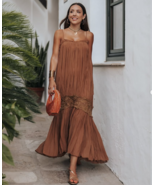 ZARA BNWT 2025. ORANGE BURNT CRINKLED EMBROIDERED DRESS STRAPS. 5107/269... - $133.17