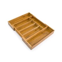 Relaxdays Adjustable Bamboo Tray Extendible Cutlery Basket, Brown  - £53.05 GBP