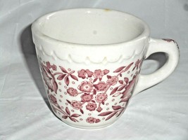 Syracuse China Red Roxbury Floral Pattern Cup Econo-Rim Mayflower Vintage - £6.74 GBP