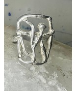 Abstract figurative ring human figure brutalist band size 8 sterling sil... - $2,357.43 MXN