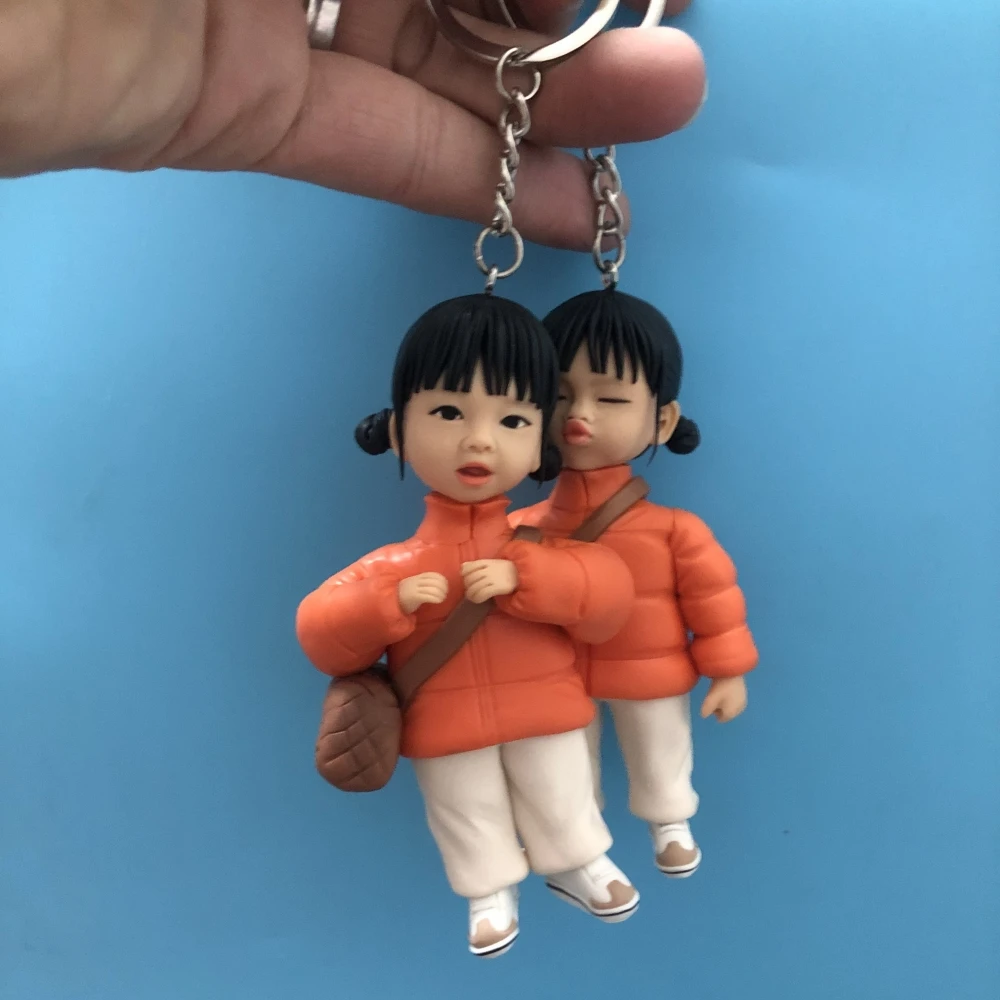 Handmade 10cm Height Little Girl Kid Dog Doll Keychains DIY Custom According - £64.76 GBP+