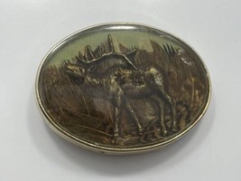 Vintage Moose Belt Buckle Colorful Metal Epoxy Resin Highly Detailed - $17.37