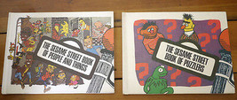 2 Vintage 1970 Sesame Street Classic Original Kids Books Puzzles &amp; People CTV - £29.56 GBP