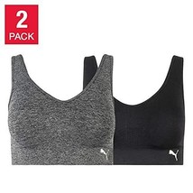 Puma Women&#39;s Sports Bra 2 Pack Seamless Removable Cups XL Black/Grey - £31.31 GBP