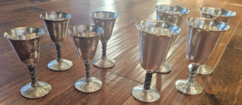 8 Vintage Silver Plated Spiral Stem Goblets Made In Spain Castle Mid-evi... - $49.49