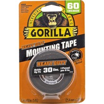 Gorilla - Heavy Duty Double Sided Mounting Tape, Weatherproof, 1&quot; x 60&quot;, Black,  - £13.38 GBP