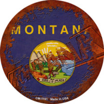 Montana Rusty Stamped Novelty Circle Coaster Set of 4 - £15.60 GBP