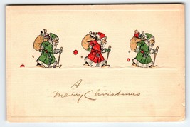 Santa Claus Christmas Postcard 3 Saint Nicks Green Coat H L Woehler Germ... - £71.91 GBP