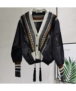 Korean Style Varsity Jacket 2022 New Autumn Winter Fashion work   V-Neck... - £135.30 GBP