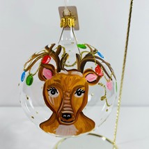 Trimsetter By Dillards Reindeer Garland Handcrafted Clear Glass Ornament Italy - £28.42 GBP