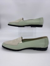 Hush Puppies Loafers Mint Green Women’s 10M Leather Upper Slip On - £16.99 GBP