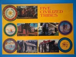 Postcard Oklahoma The Five Civilized Tribes Seals &amp; Capitol Buildings Un... - $3.99