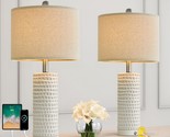 24&quot; Farmhouse 3-Way DimmableTouch Ceramic Table Lamp Set Of 2 For Bedroo... - $137.99